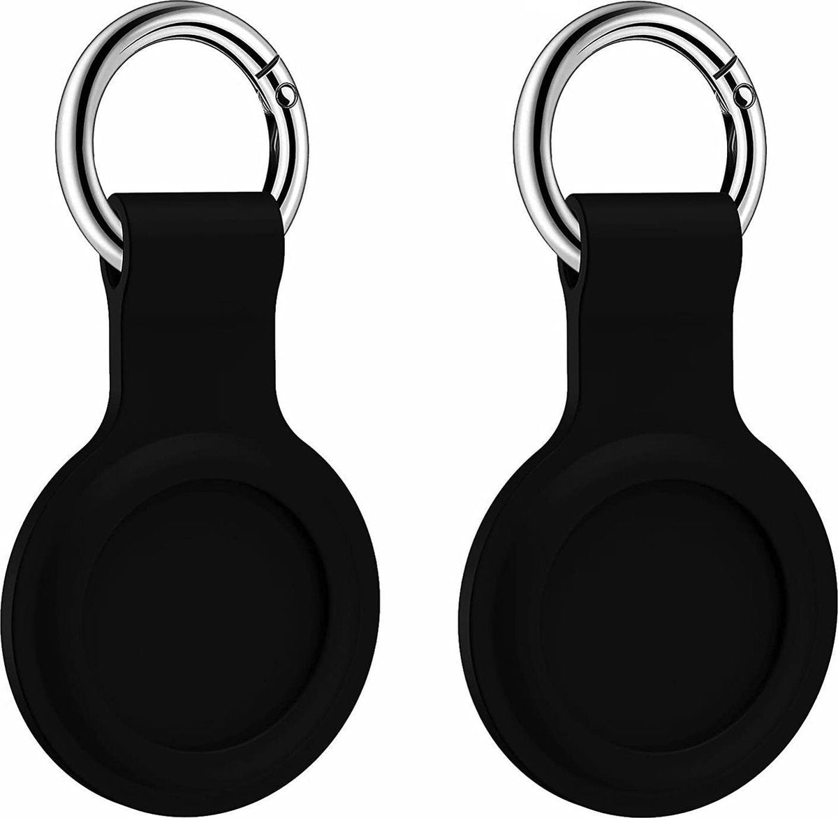 Sleutelhanger Geschikt voor Apple AirTag - Hoesje - Beschermhoesje - Hanger - Case - Houder - Zwart - 2-Pack