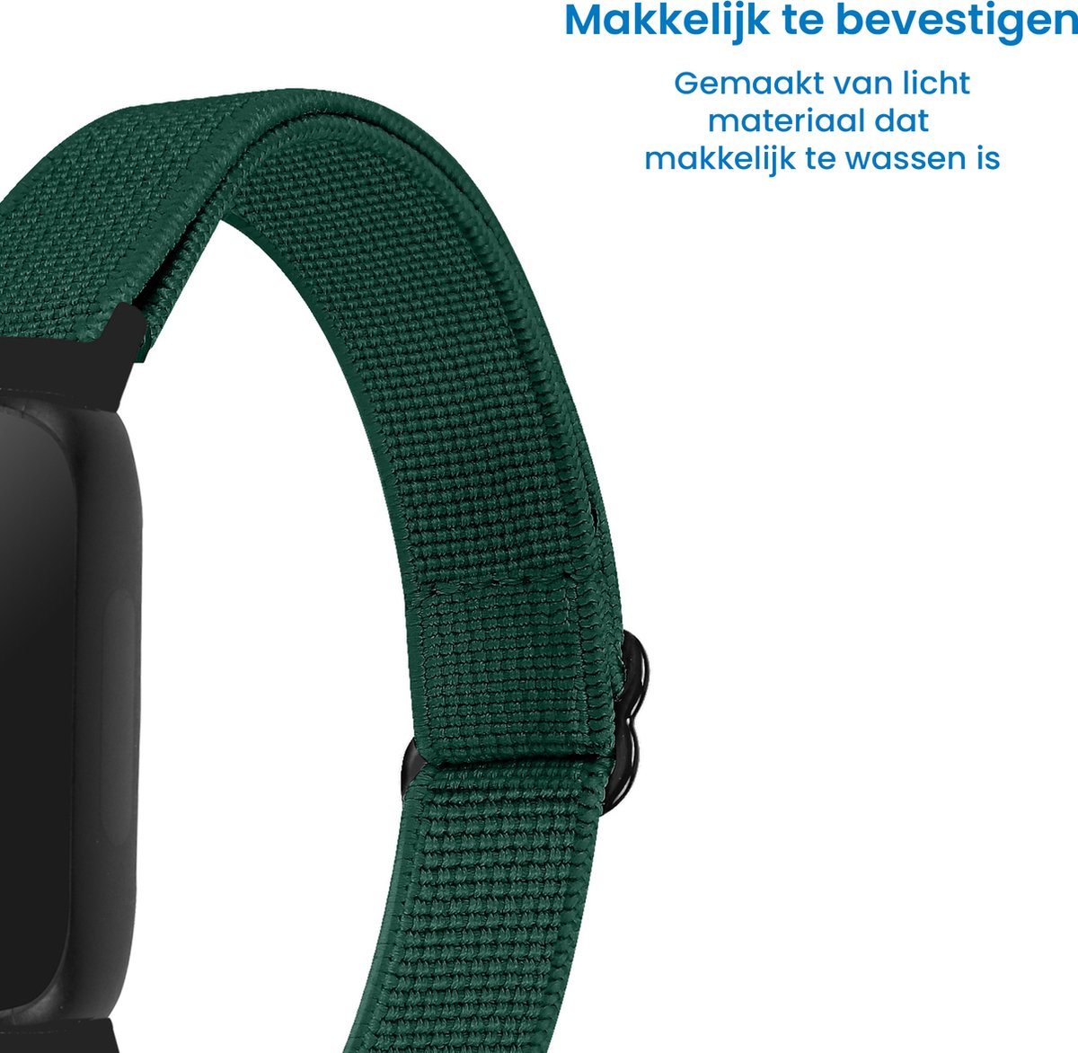 YONO Nylon Stretch Bandje geschikt voor Fitbit Inspire 3 - Donkergroen