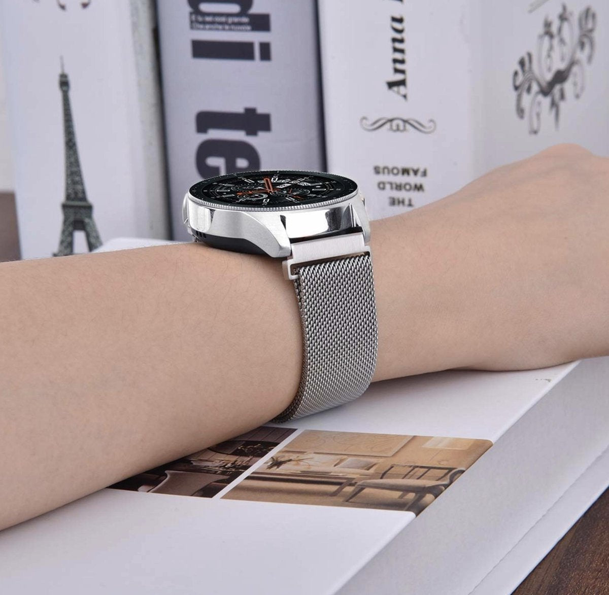 YONO Milanees Bandje 22mm - Horlogebandje geschikt voor Samsung Galaxy Watch 46mm / 3 (45mm) / Gear s3 - Polar Vantage M2 / Grit X - Huawei Watch GT 3 (pro) / 2 - Amazfit GTR - Zilver