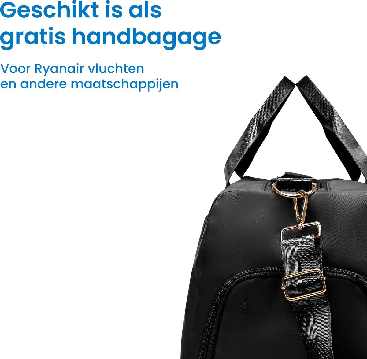 YONO Reistas Handbagage 40x20x25 - Weekendtas Ryanair – Sporttas - Schoudertas Dames en Heren – Zwart