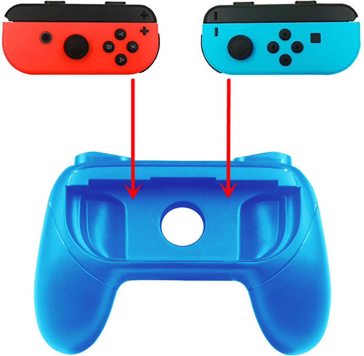 YONO Controller Grip geschikt voor Nintendo Switch - Gamepad Houder Hoesje - 2 Stuks - Rood Blauw