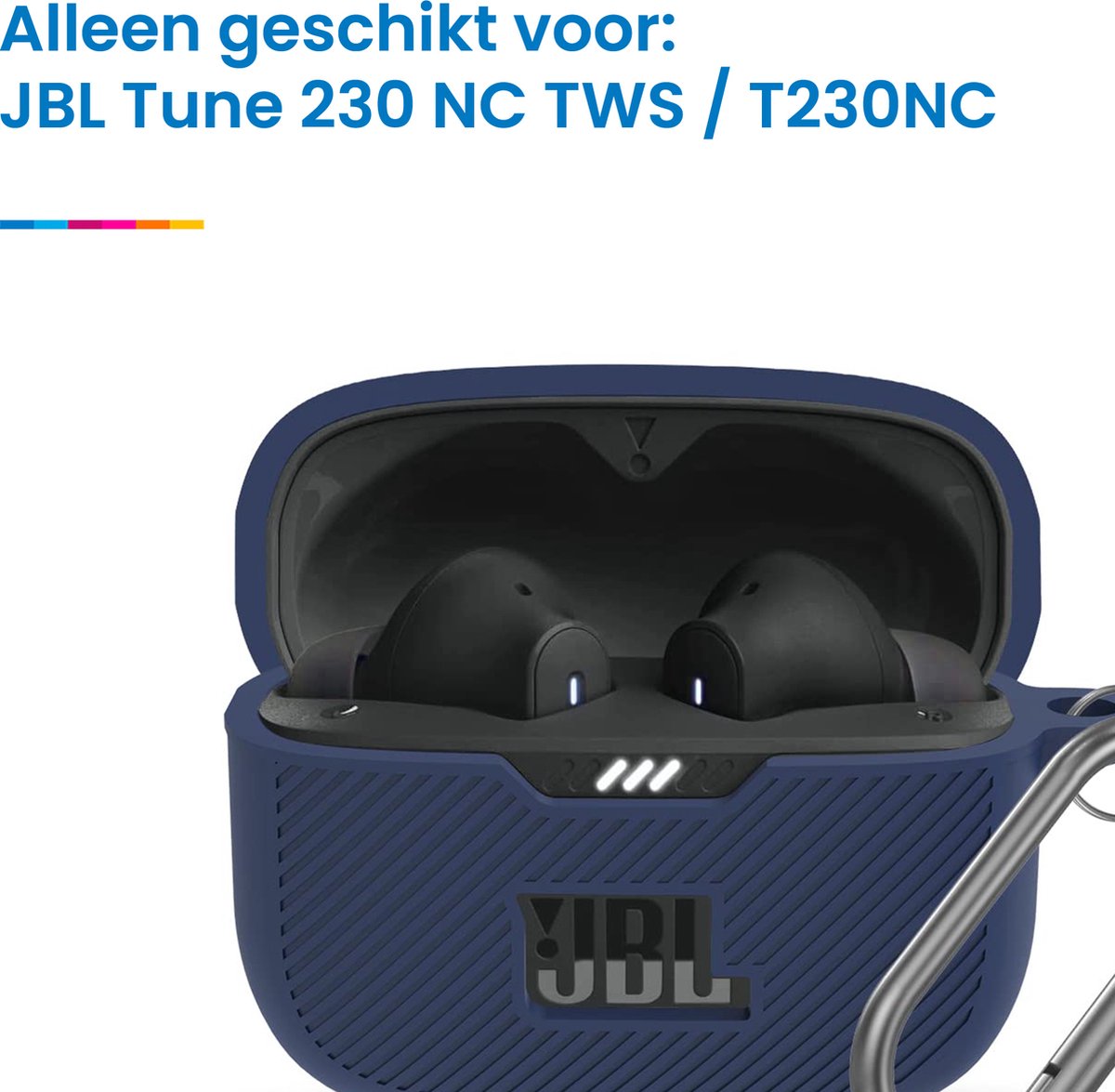 YONO Soft Case geschikt voor JBL Tune 230 NC TWS / T230NC - Hoesje met Clip - Donkerblauw