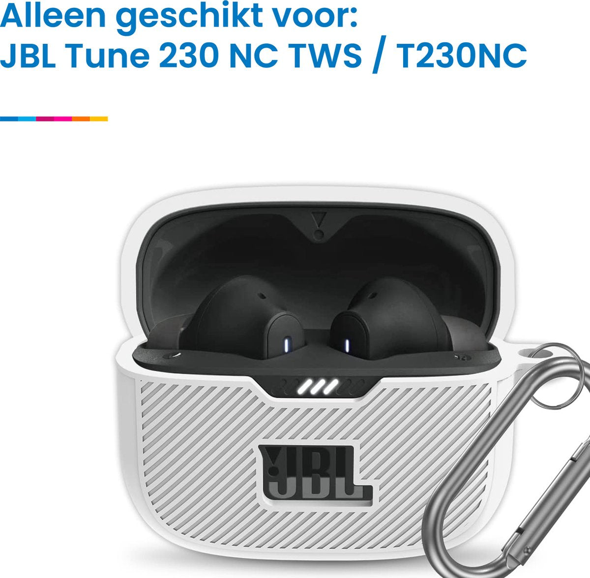 YONO Soft Case geschikt voor JBL Tune 230 NC TWS / T230NC - Hoesje met Clip - Wit