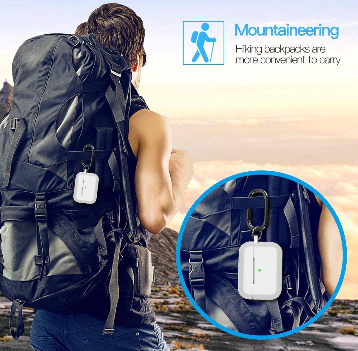 YONO Siliconen Hoesje geschikt voor Apple Airpods Pro 1 / 2 - Met Clip - Wit