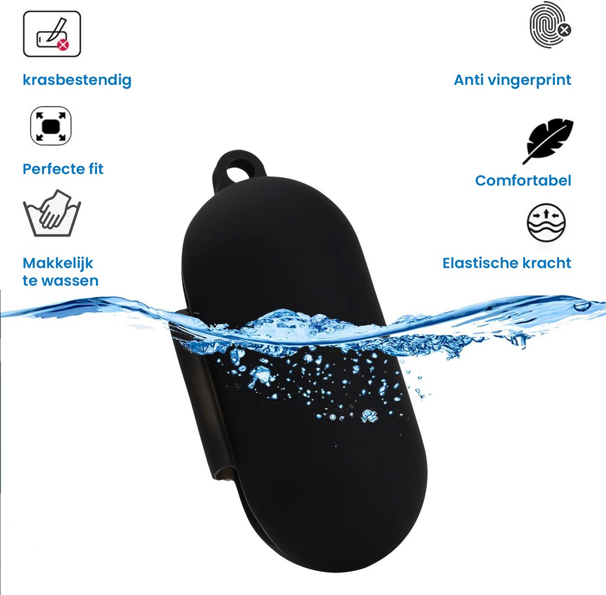 YONO Soft Case geschikt voor Sony WF-C700N - Hoesje met Clip - Zwart