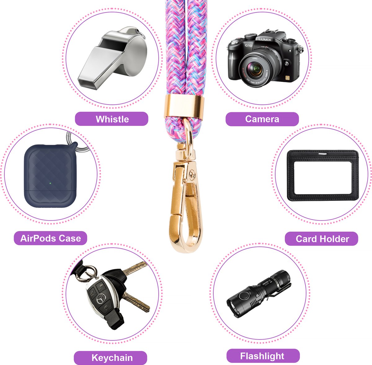 YONO Telefoonkoord Universeel - Nylon Telefoon Ketting Verstelbaar - Irispaars