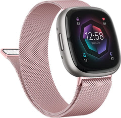 YONO Milanees Bandje geschikt voor Fitbit Versa 4 / Sense 2 – Roze – Small