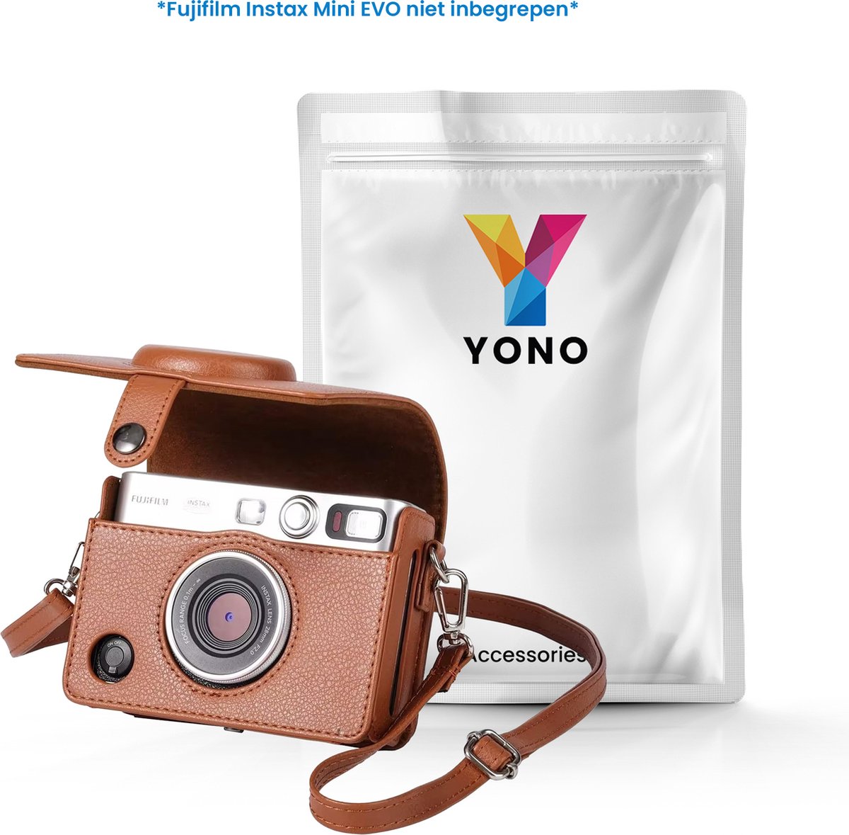 YONO Case geschikt voor Fujifilm Instax Mini EVO - PU Leer Hoesje - Bruin