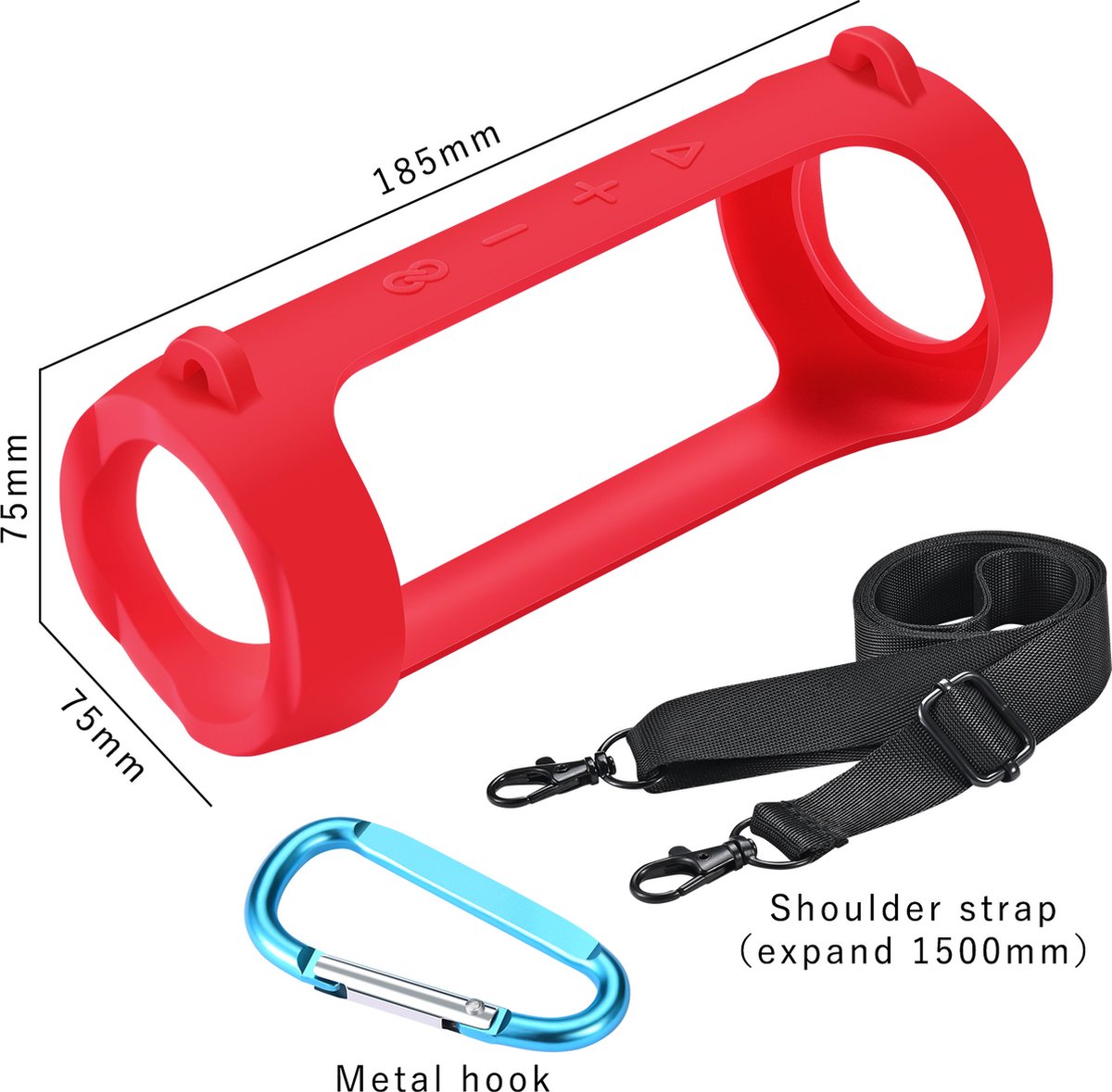 YONO Siliconen Hoes geschikt voor JBL Flip 6 / 5 - Case met Draagriem en Clip - Beschermhoes - Rood