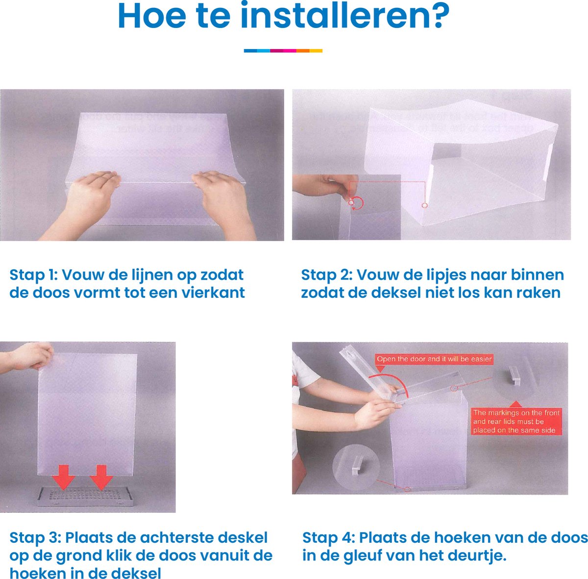 YONO Sneakerbox Set van 6 - Schoenen Opbergsysteem - Schoenenbox Organizer - Schoenenrek met Deur - Transparant - 6 Stuks