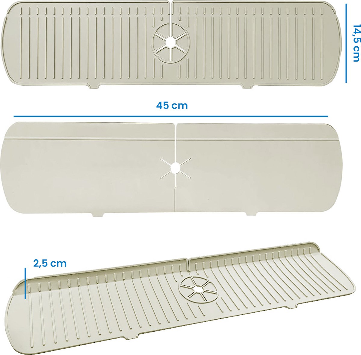 YONO Siliconen Kraanmat - Afdruipmat Organizer - Aanrechtmat voor Kraan - 45 x 15cm - Beige