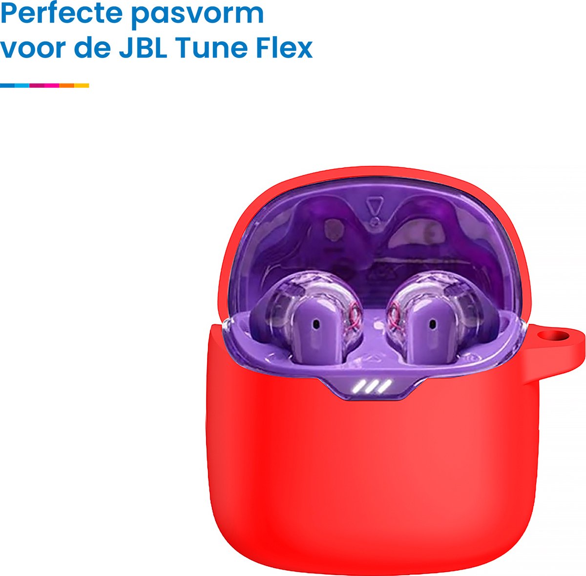 YONO Soft Case geschikt voor JBL Tune Flex - Siliconen Hoesje met Clip - Rood