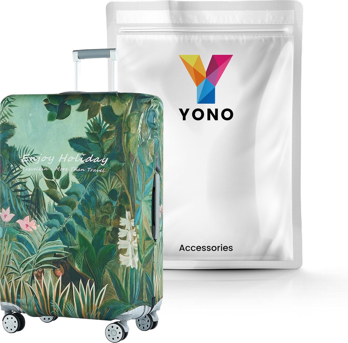 YONO Kofferhoes Elastisch - Wasbare Koffer Beschermhoes - L - Tropical Green