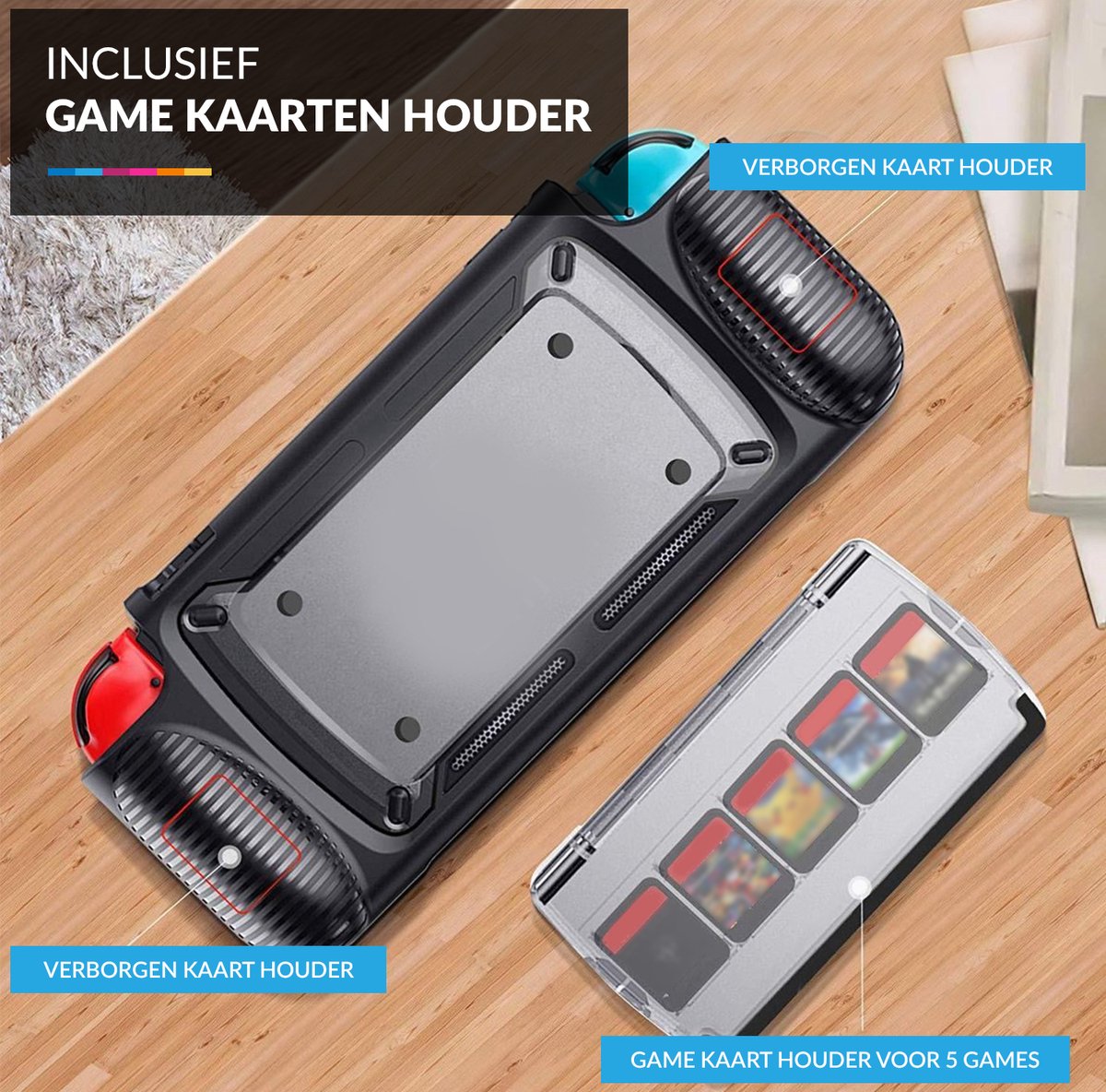 YONO Grip Case Cover geschikt voor Nintendo Switch – Hoes Beschermhoes Accessoires met Ergonomische Handgrip – Zwart