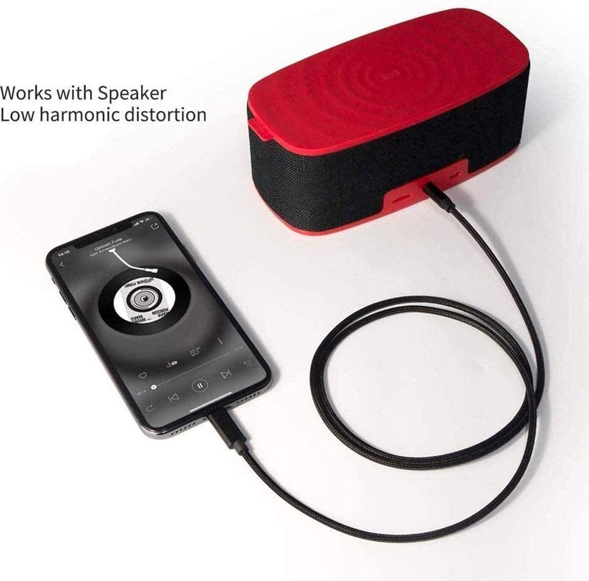 YONO Luxe Lightning naar Jack 3.5mm Adapter – 1 Meter Kabel Nylon – Zwart