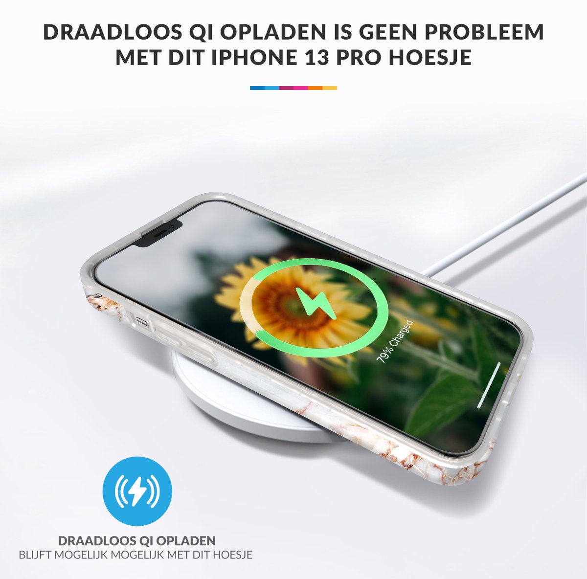 YONO Hoesje geschikt voor iPhone 13 Pro Hoesje - Shock Proof Case - Marmer Wit