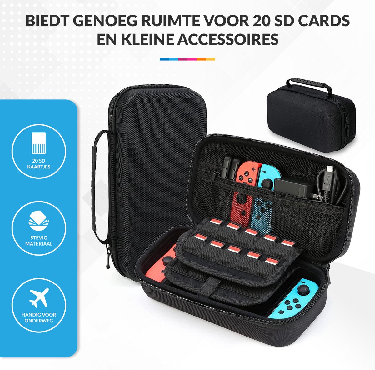 YONO Hard Case Medium geschikt voor Nintendo Switch / Oled - Koffer Opbergtas voor Joy Con en Accessoires - Zwart