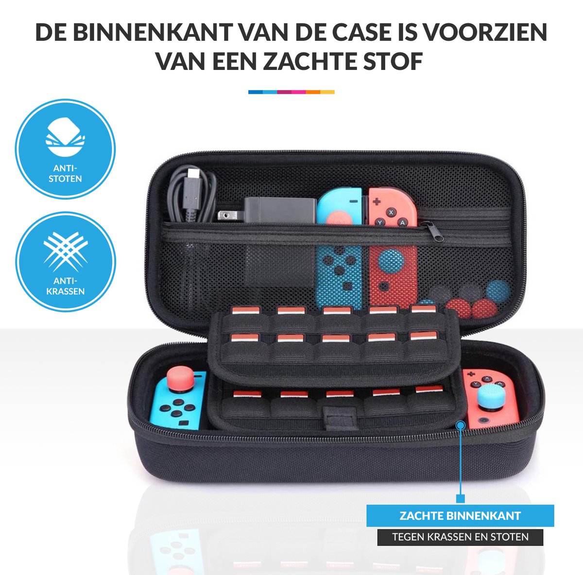 YONO Hard Case Medium geschikt voor Nintendo Switch / Oled - Koffer Opbergtas voor Joy Con en Accessoires - Zwart
