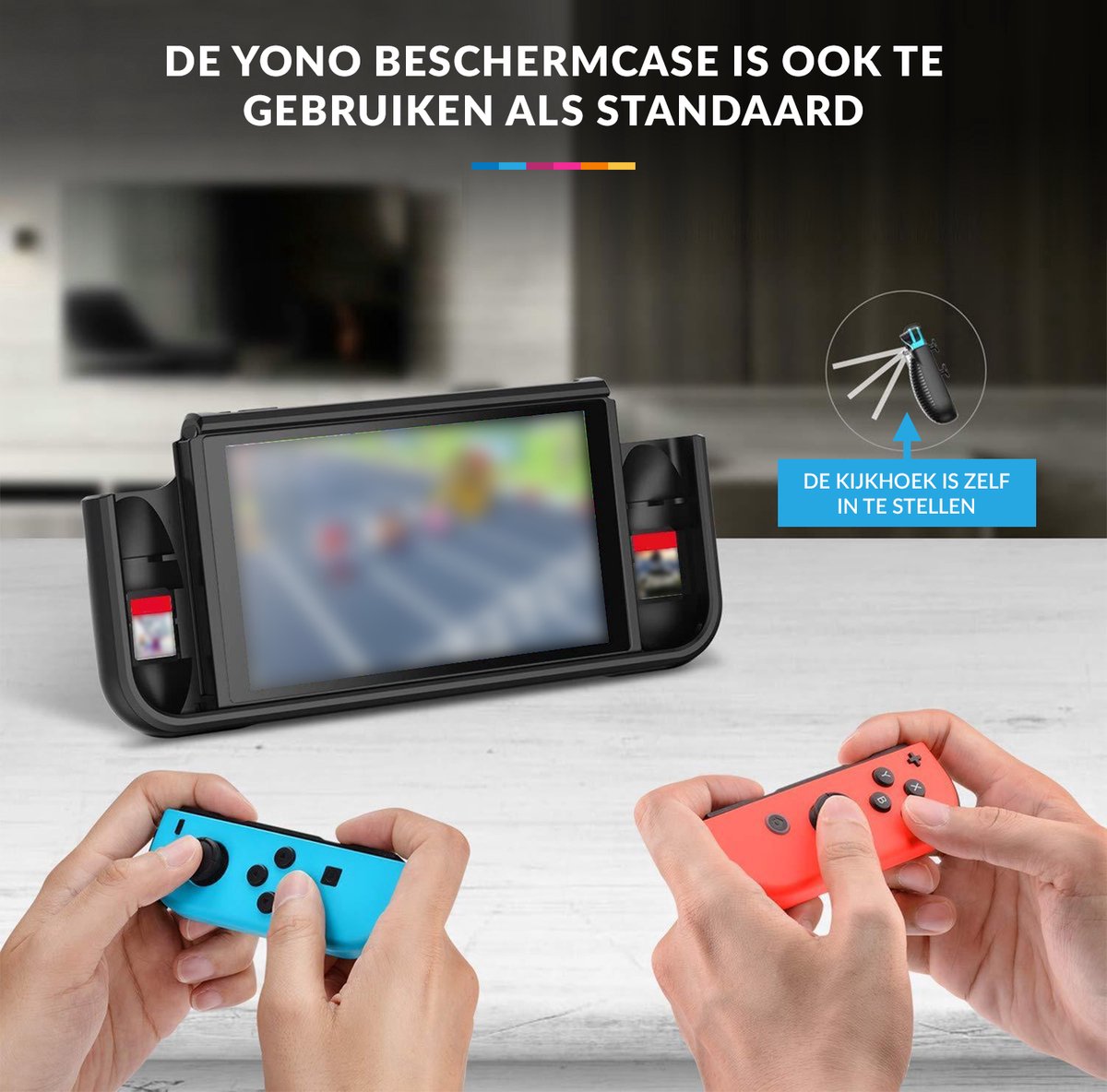 YONO Grip Case Cover geschikt voor Nintendo Switch – Hoes Beschermhoes Accessoires met Ergonomische Handgrip – Zwart