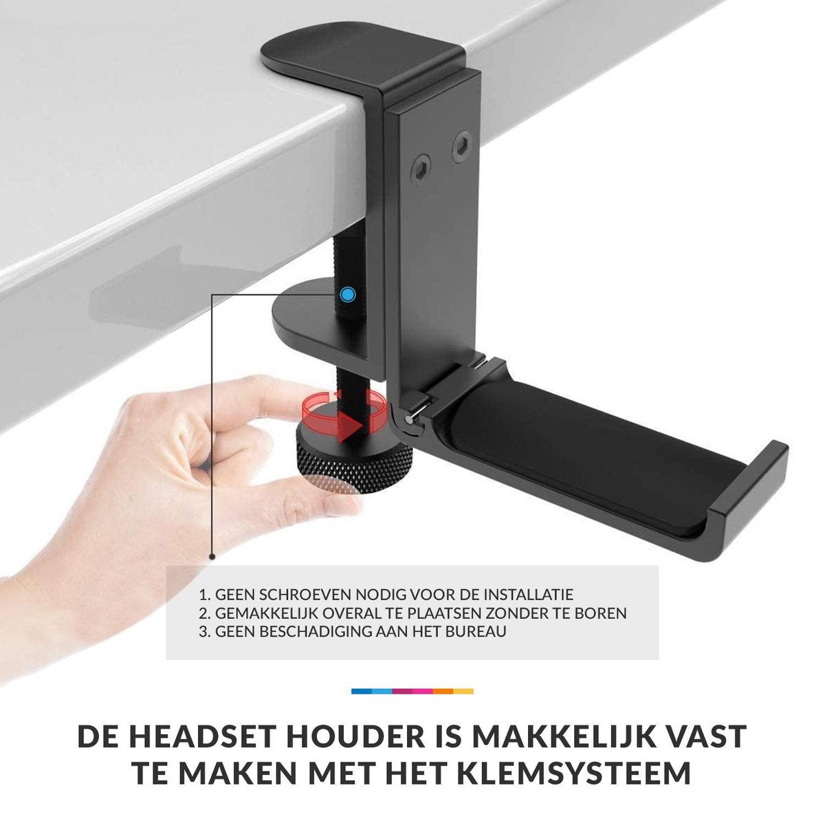 YONO Headset Houder Bureau Uitklapbaar - Koptelefoon Haak - Hoofdtelefoon Hanger - Aluminium - Zwart