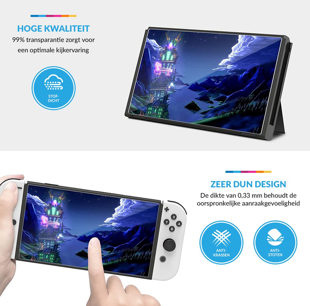 YONO Screen Protector Glas geschikt voor Nintendo Switch OLED - 2 Stuks