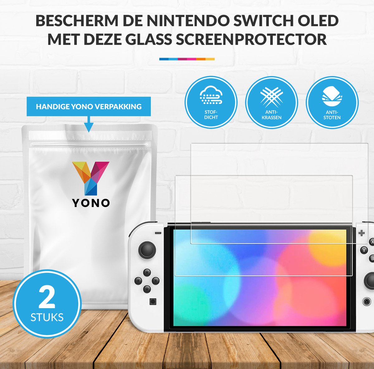 YONO Screen Protector Glas geschikt voor Nintendo Switch OLED - 2 Stuks
