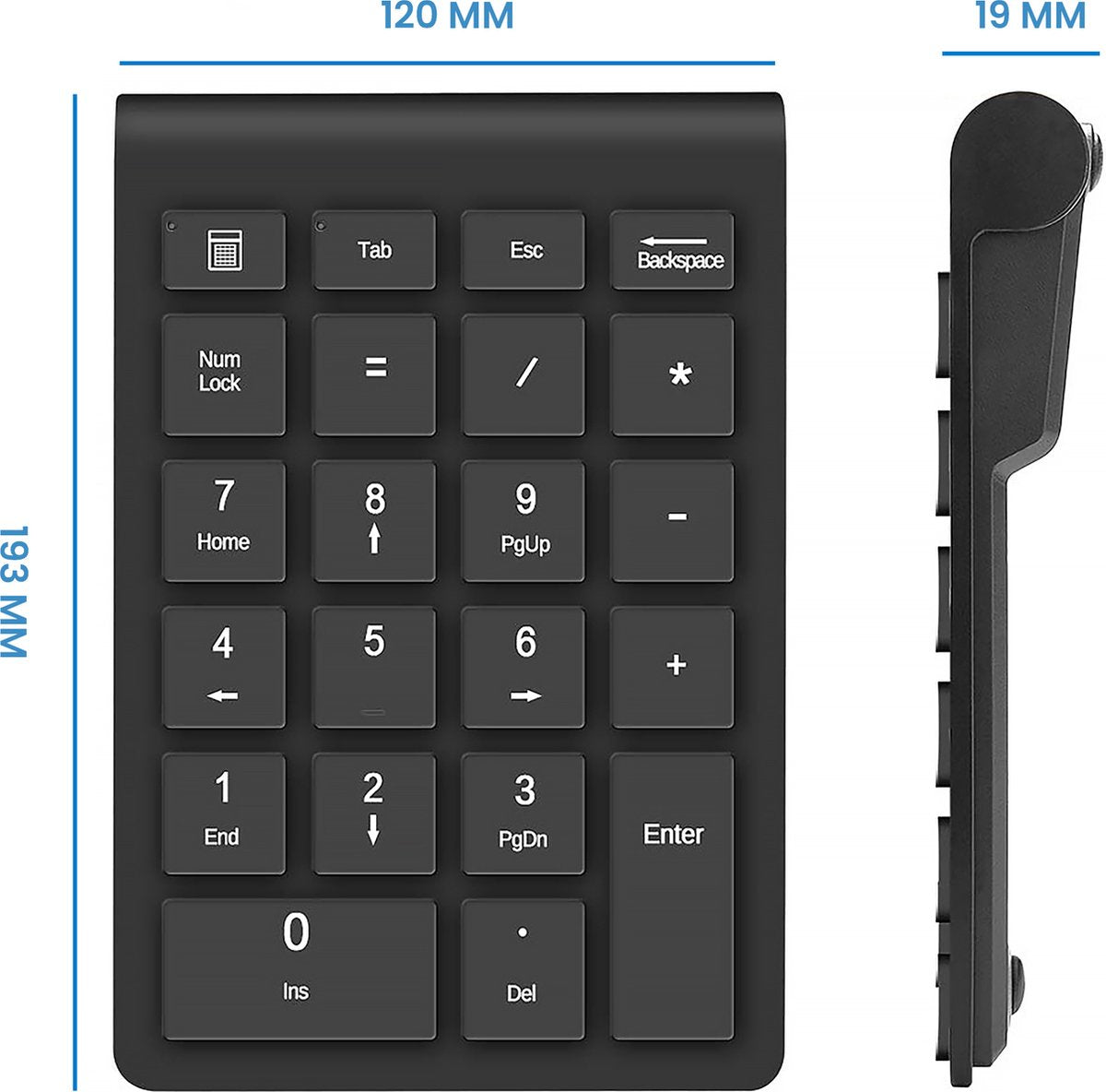 YONO Numpad Draadloos - Numeriek Toetsenbord - Keypad 2.4 ghz - Zwart