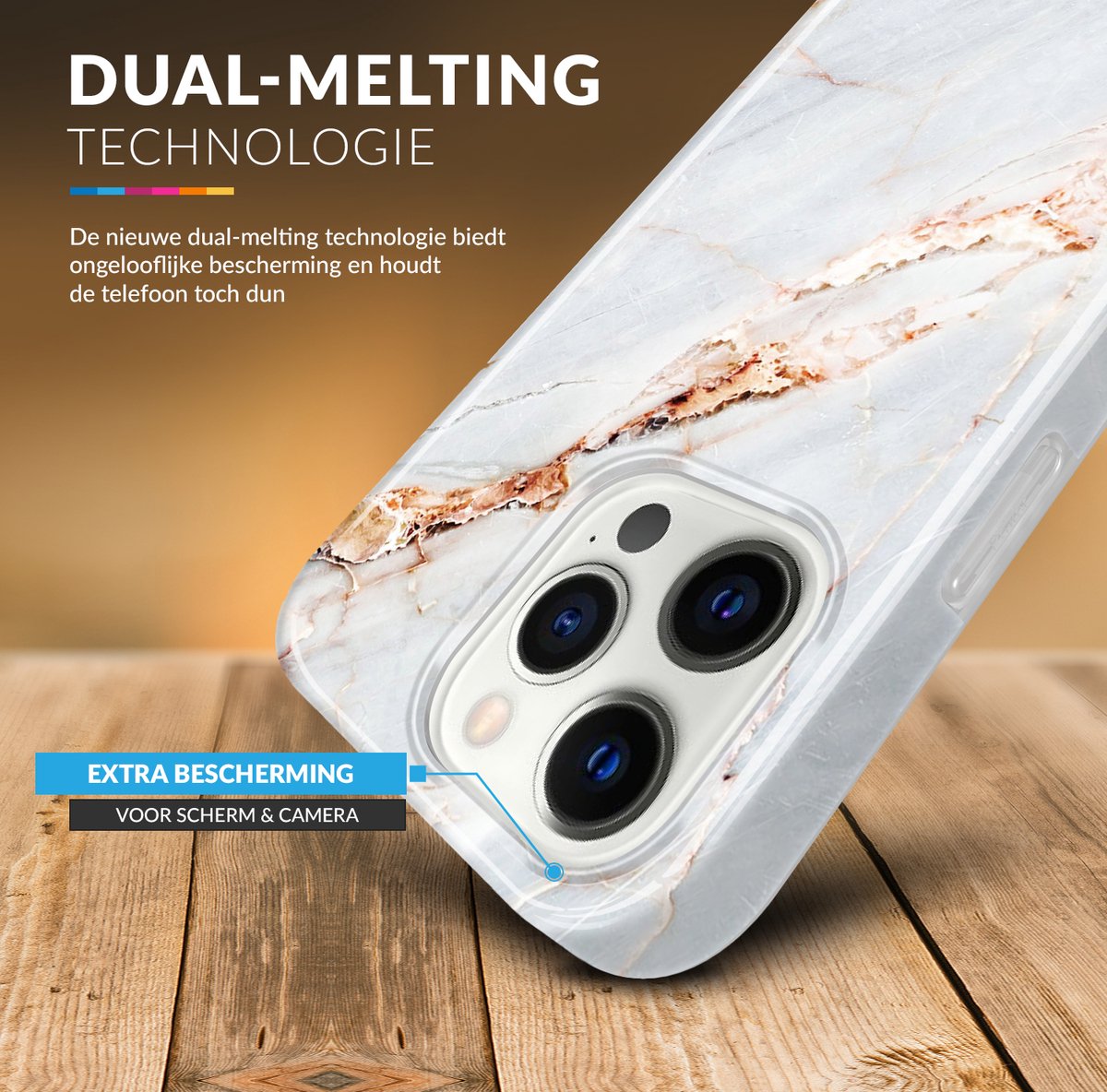 YONO Hoesje geschikt voor iPhone 13 Pro Hoesje - Shock Proof Case - Marmer Wit