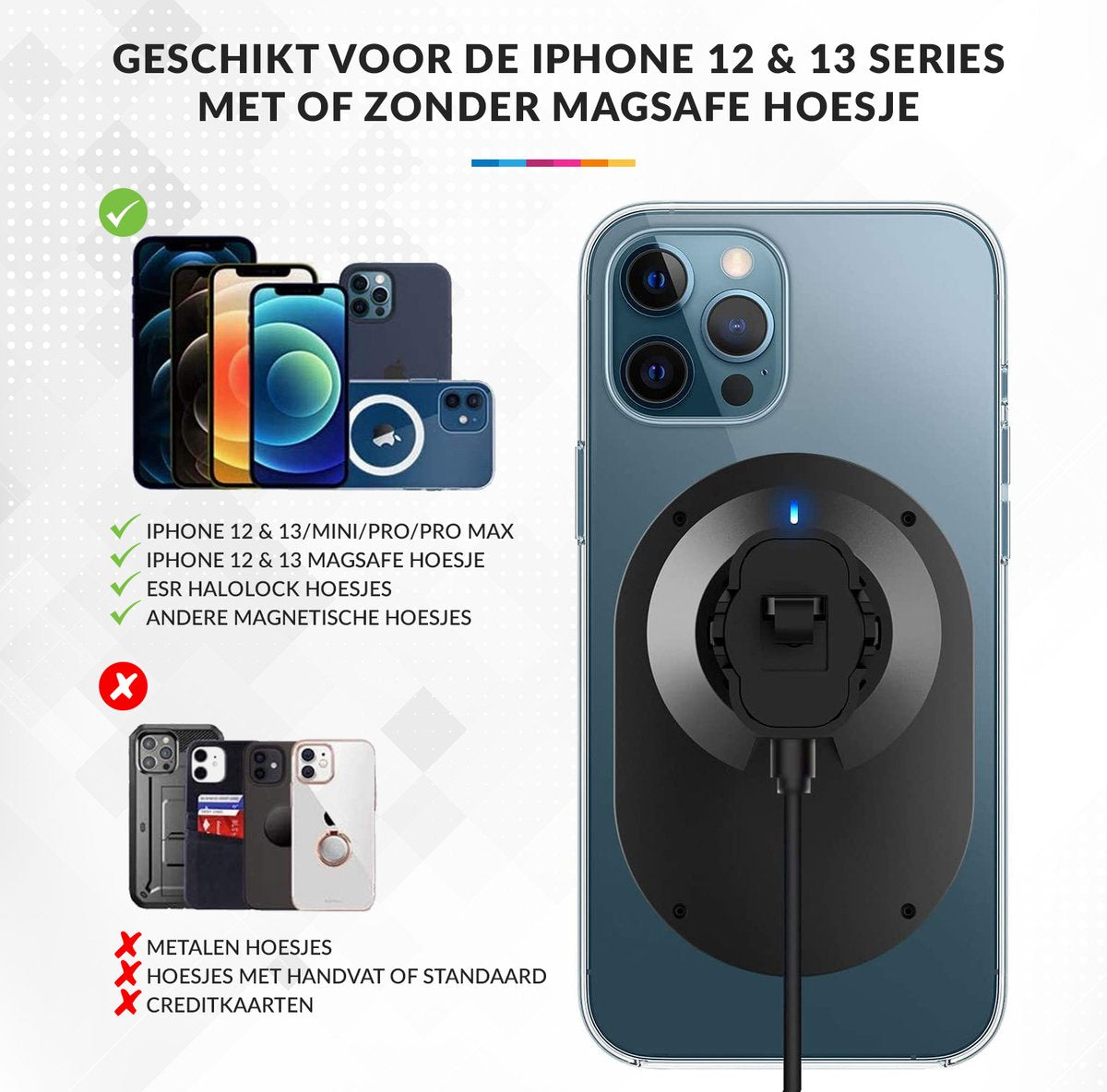 YONO Autohouder geschikt voor Apple iPhone 14 / 13 / 12 / Mini / Pro / Max Mag-safe - Draadloze Oplader met Magneet voor Auto - Magnetische Telefoonhouder Ventilatie - Autolader Houder - Zwart
