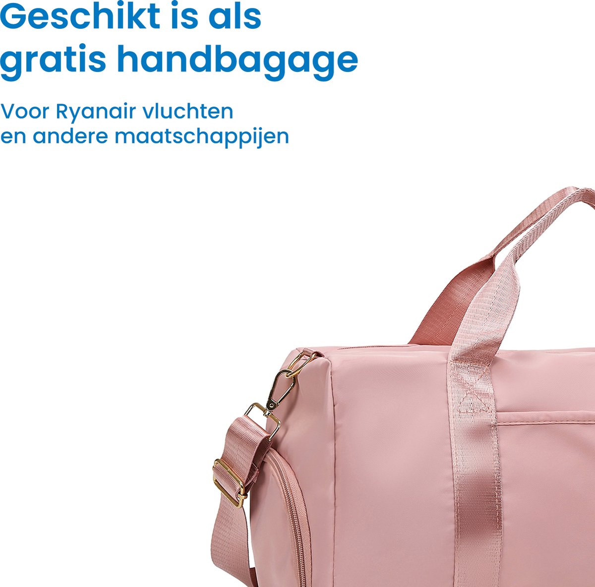 YONO Reistas Handbagage 40x20x25 - Weekendtas Ryanair – Sporttas - Schoudertas Dames en Heren – Roze