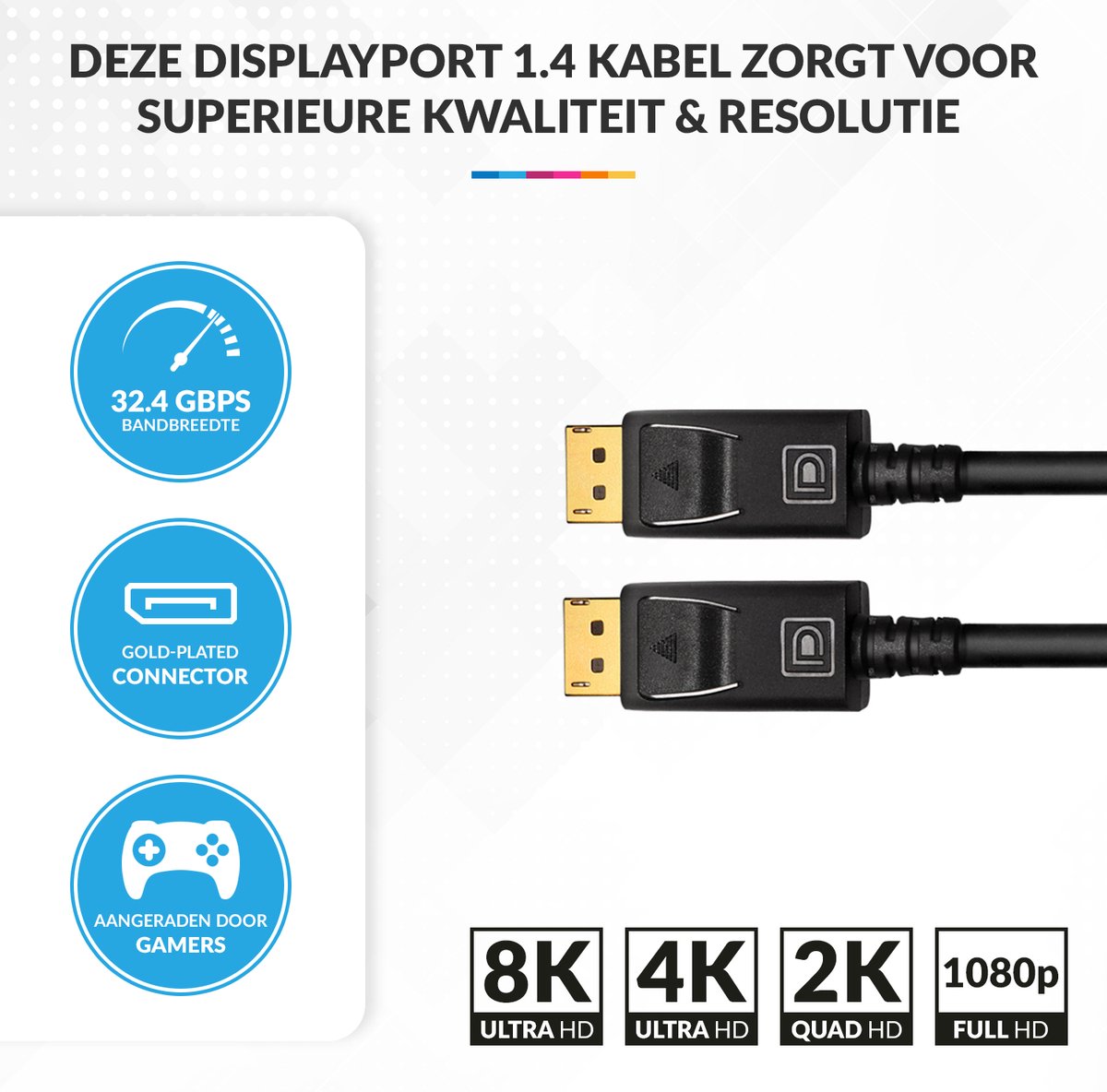 YONO Premium Displayport Kabel 1.4 - 1.5 Meter
