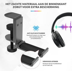YONO Headset Houder Bureau Uitklapbaar - Koptelefoon Haak - Hoofdtelefoon Hanger - Aluminium - Zwart