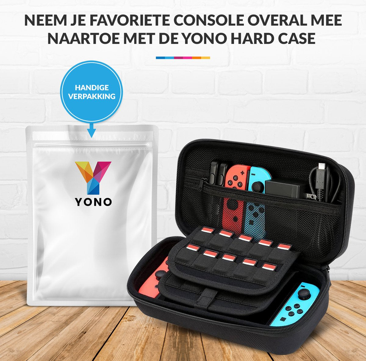 YONO Hard Case Medium geschikt voor Nintendo Switch / Oled - Koffer Opbergtas voor Joy Con en Accessoires - Zwart