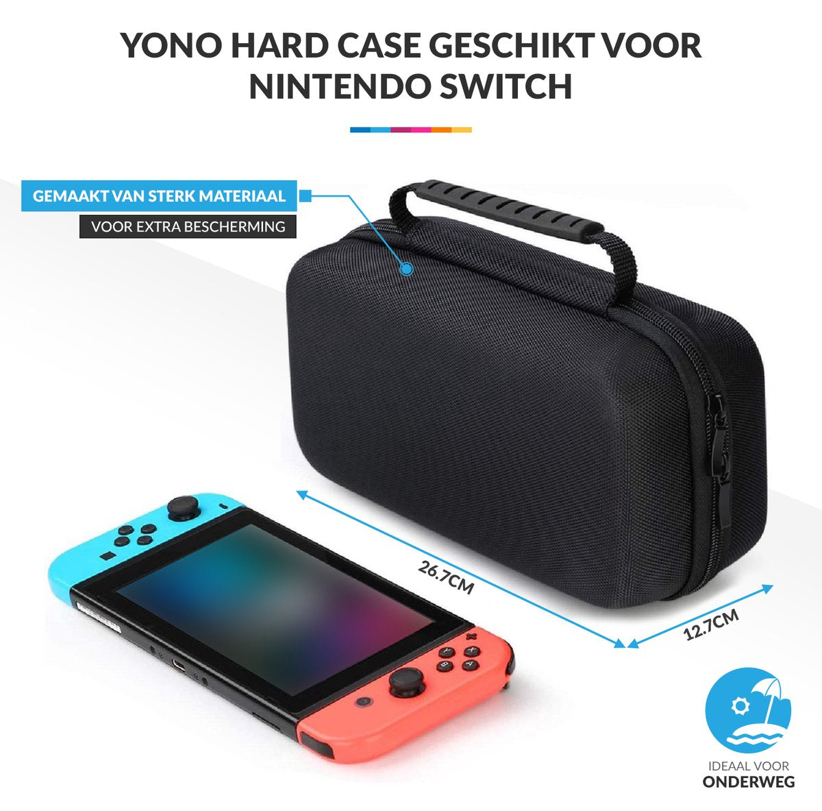 YONO Hard Case Medium geschikt voor Nintendo Switch / Oled - Koffer Opbergtas voor Joy Con en Accessoires - Zwart