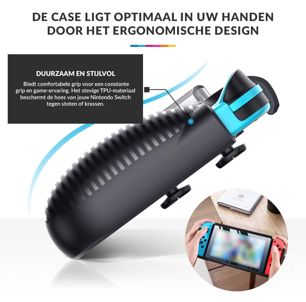 YONO Grip Case Cover geschikt voor Nintendo Switch – Hoes Beschermhoes Accessoires met Ergonomische Handgrip – Zwart
