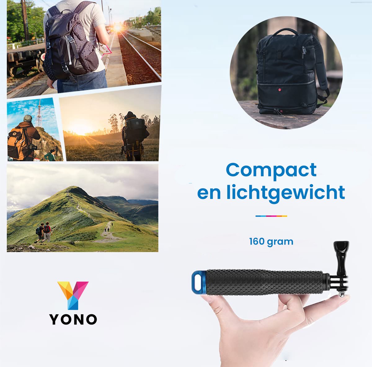YONO Stick en Camera Float Accessoires Set geschikt voor GoPro - inclusief Anti Fog Inserts - 9in1
