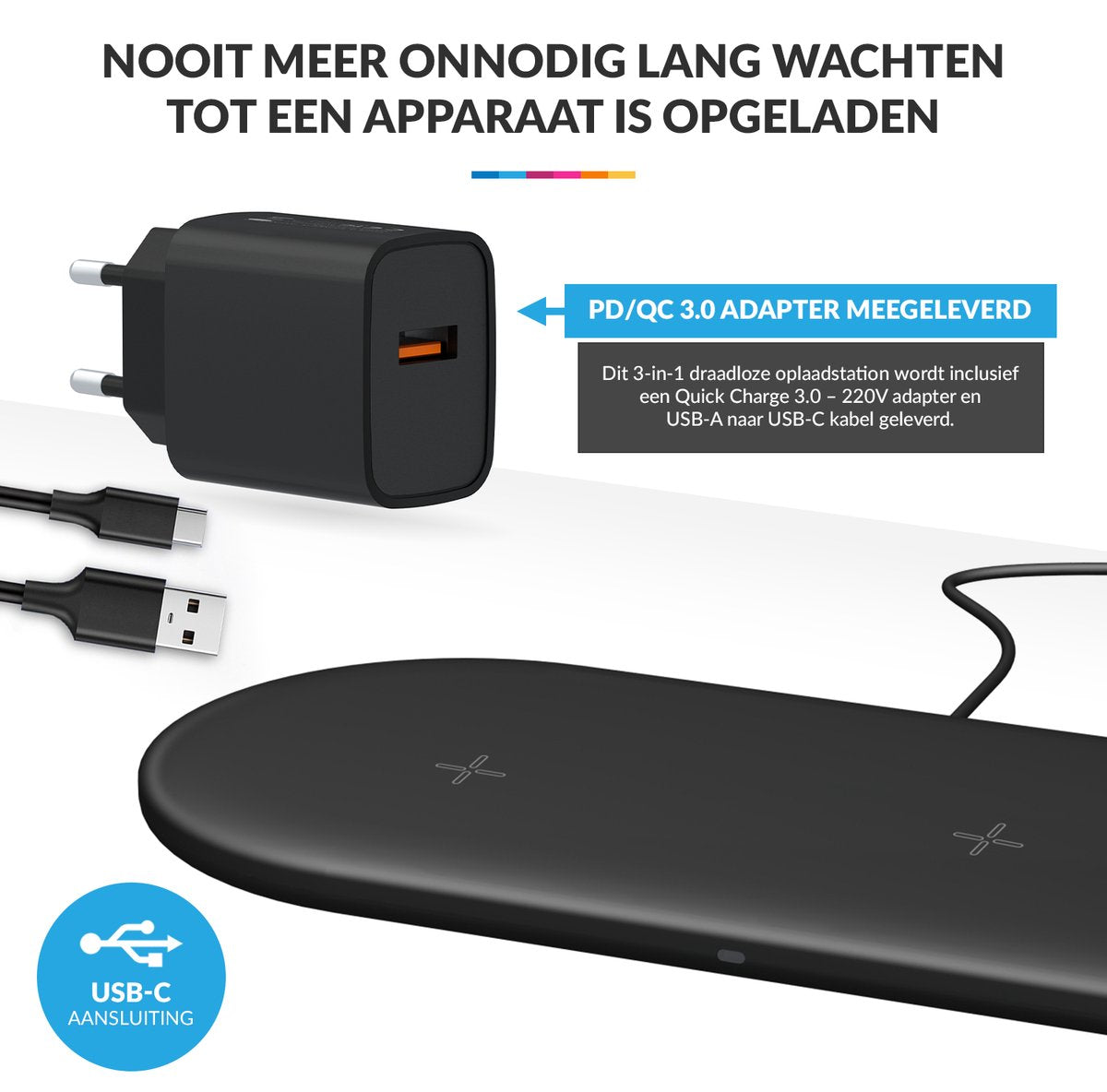 YONO Oplaadstation geschikt voor Apple - Draadloze Oplader iPhone / Airpods / iWatch - Docking Station met Wireless Charger - Zwart