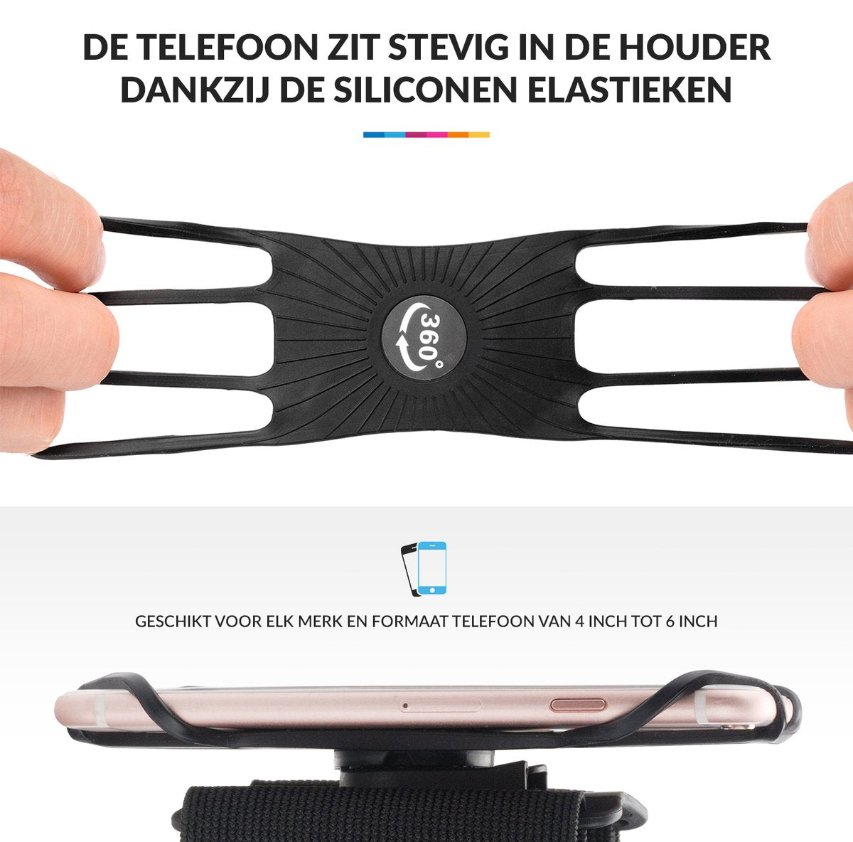 YONO Hardloop Telefoonhouder Polsband en Armband met 360 Graden Rotatie – Universeel Geschikt voor iPhone en Samsung – Sportband Accessoires Hardlopen - Bevestiging Pols of Arm – Zwart