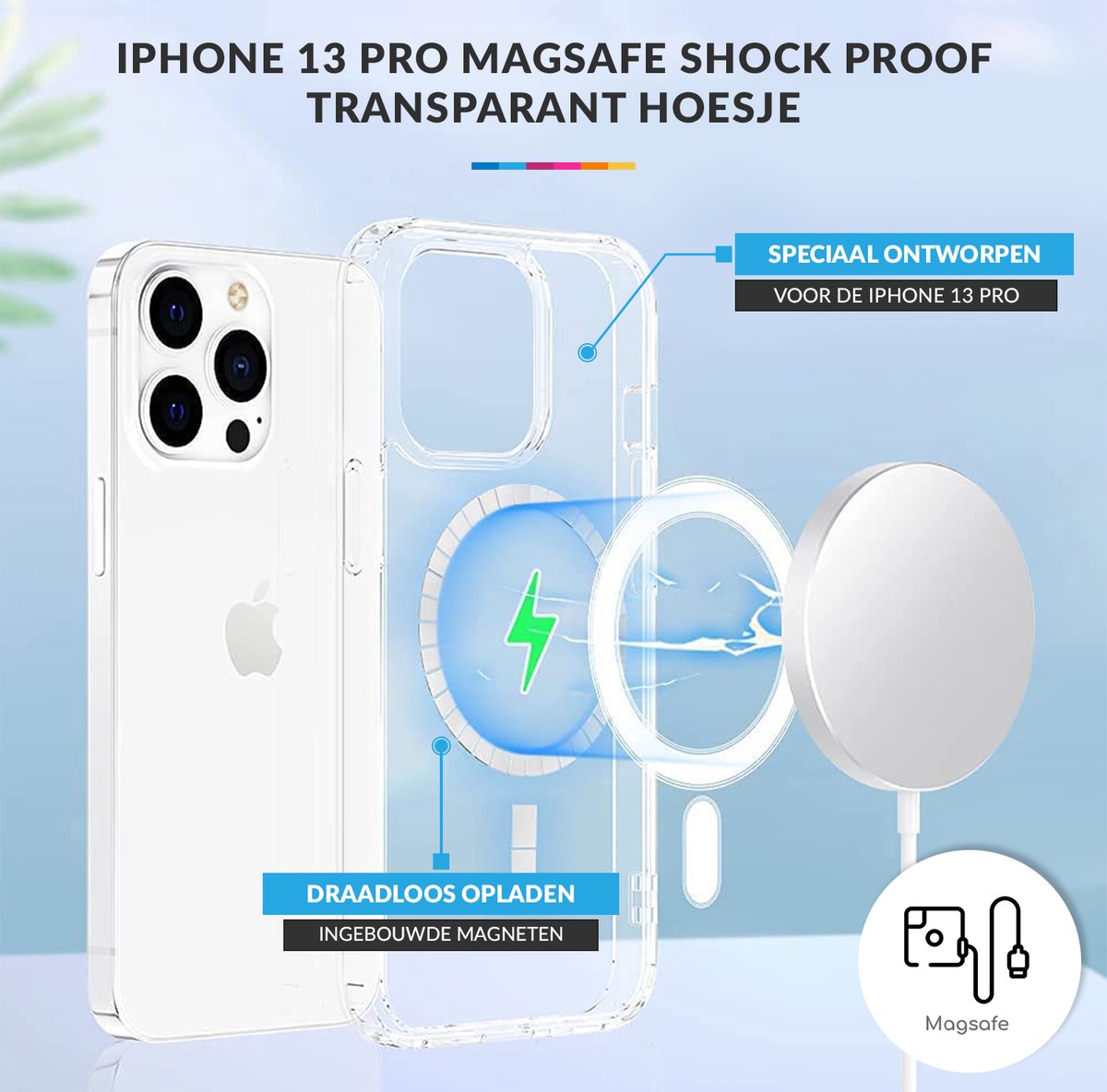 YONO Hoesje geschikt voor iPhone 13 met Draadloos Opladen Functie - Shock Proof Magnetische Case - Transparant
