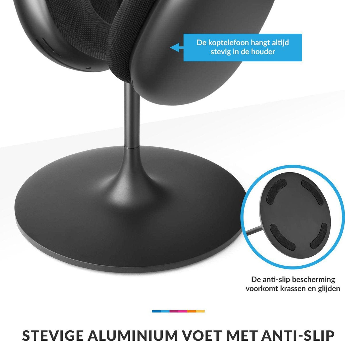 YONO Luxe Headset Stand Universeel - geschikt voor Airpods Max / JBL Tune / Sony – Koptelefoon Houder – Hoofdtelefoon Hanger – Aluminium Standaard – Zwart