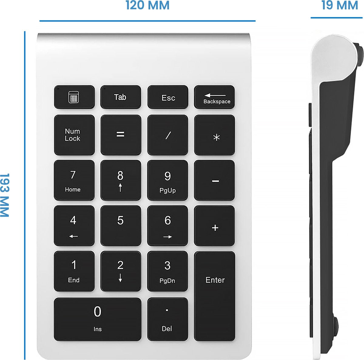 YONO Numpad Draadloos - Numeriek Toetsenbord - Keypad 2.4 ghz - Zilver