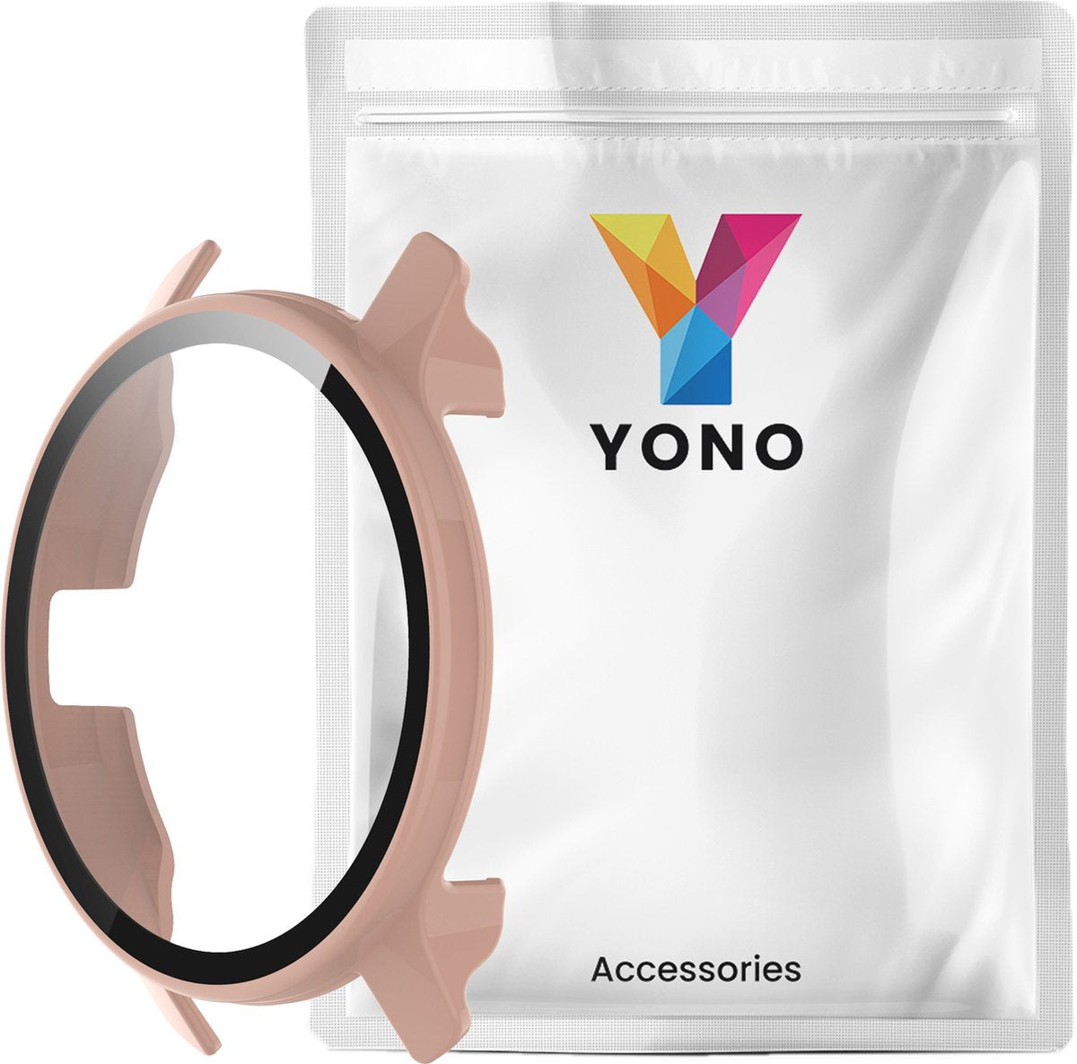 YONO Case geschikt voor Garmin Venu 2 Plus - Screen Protector Hoesje - Full Cover Bumper - Lichtroze