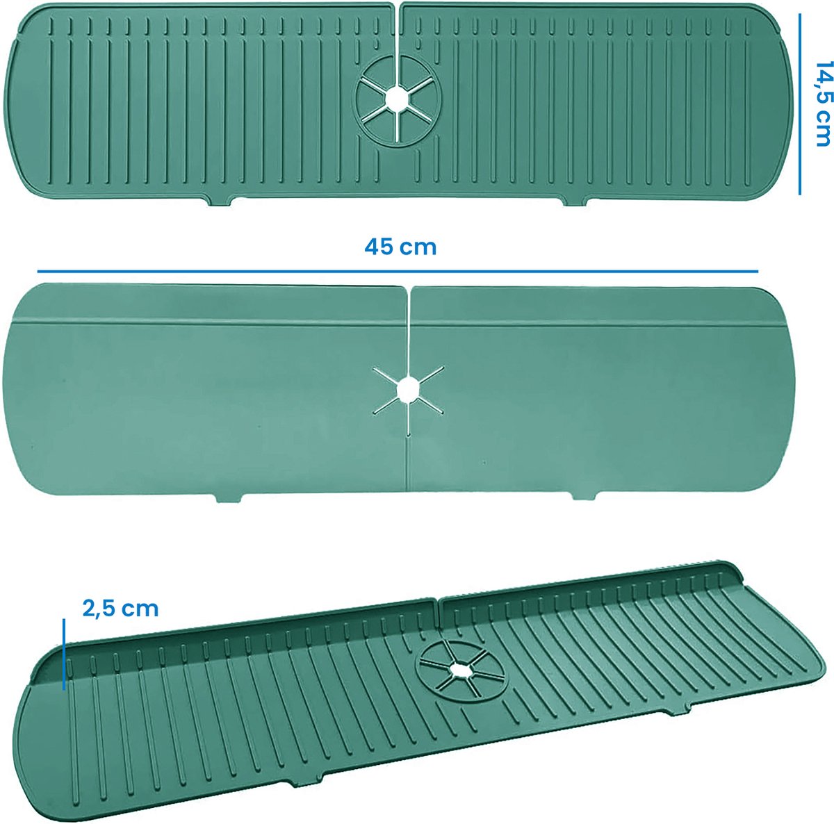 YONO Siliconen Kraanmat - Afdruipmat Organizer - Aanrechtmat voor Kraan - 45 x 15cm - Leisteen