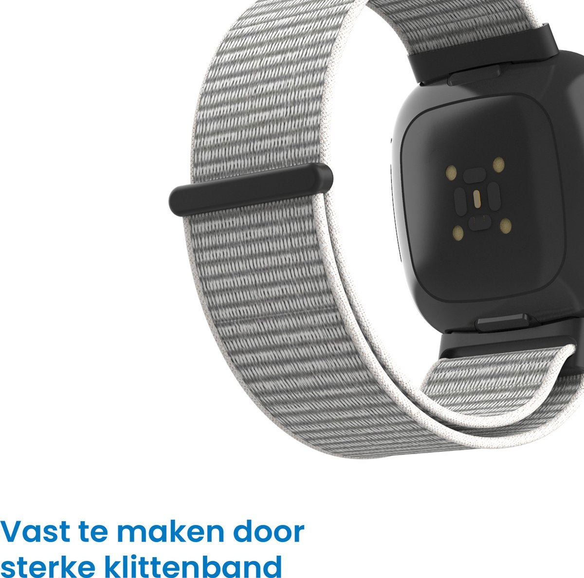 YONO Nylon Velcro Bandje geschikt voor Fitbit Versa 4 / Sense 2 - Lichtgrijs