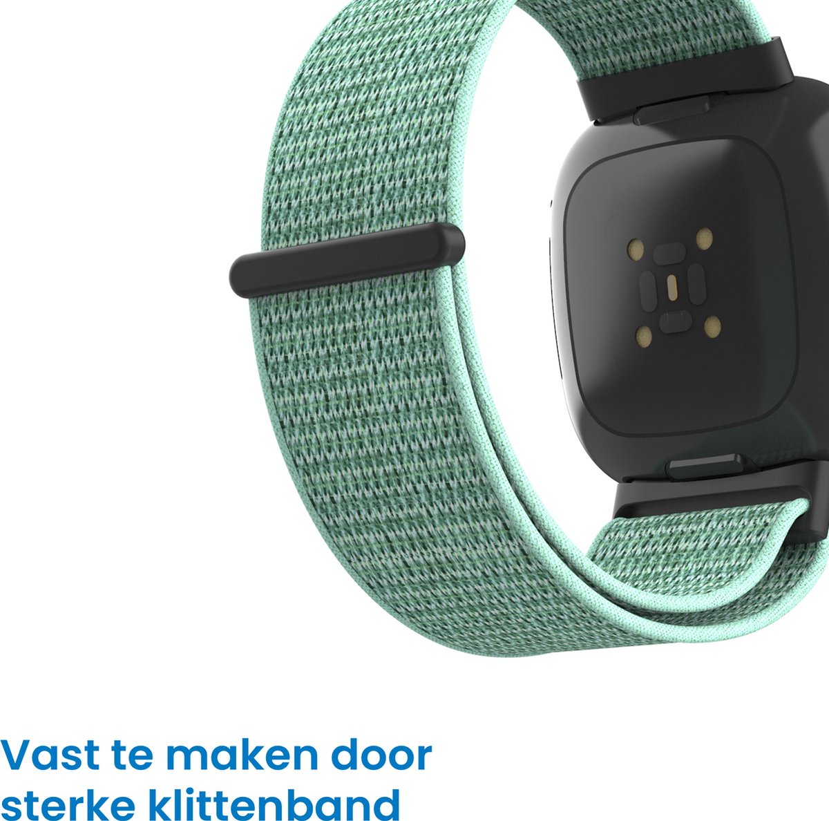 YONO Nylon Velcro Bandje geschikt voor Fitbit Versa 4 / Sense 2 - Mintgroen