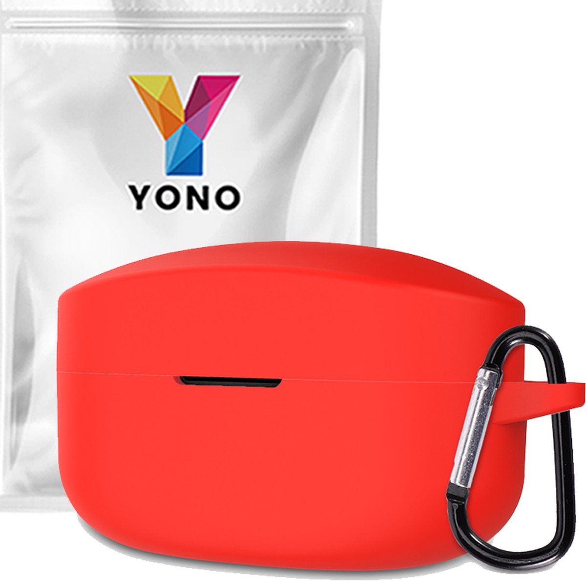 YONO Hoesje geschikt voor Sony WF-1000XM4 - Siliconen Case met Clip - Rood