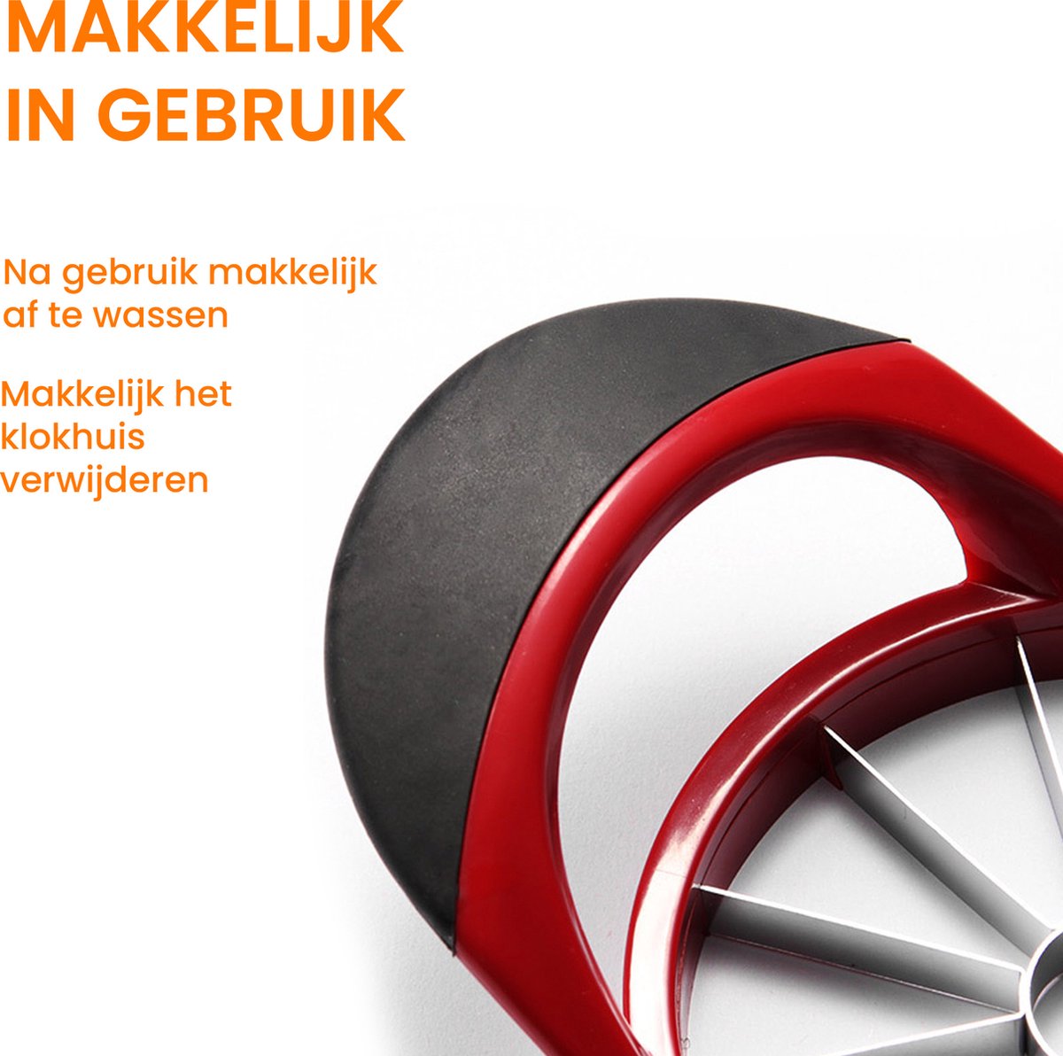 YONO Appelsnijder 12 Partjes - RVS Appeldeler - Appelboor – Rood