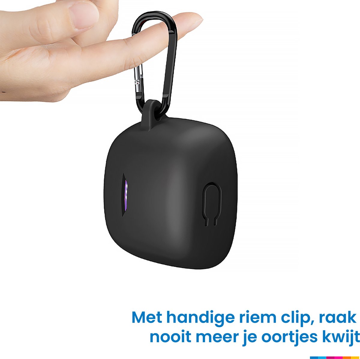 YONO Soft Case geschikt voor JBL Tune Flex - Siliconen Hoesje met Clip - Zwart