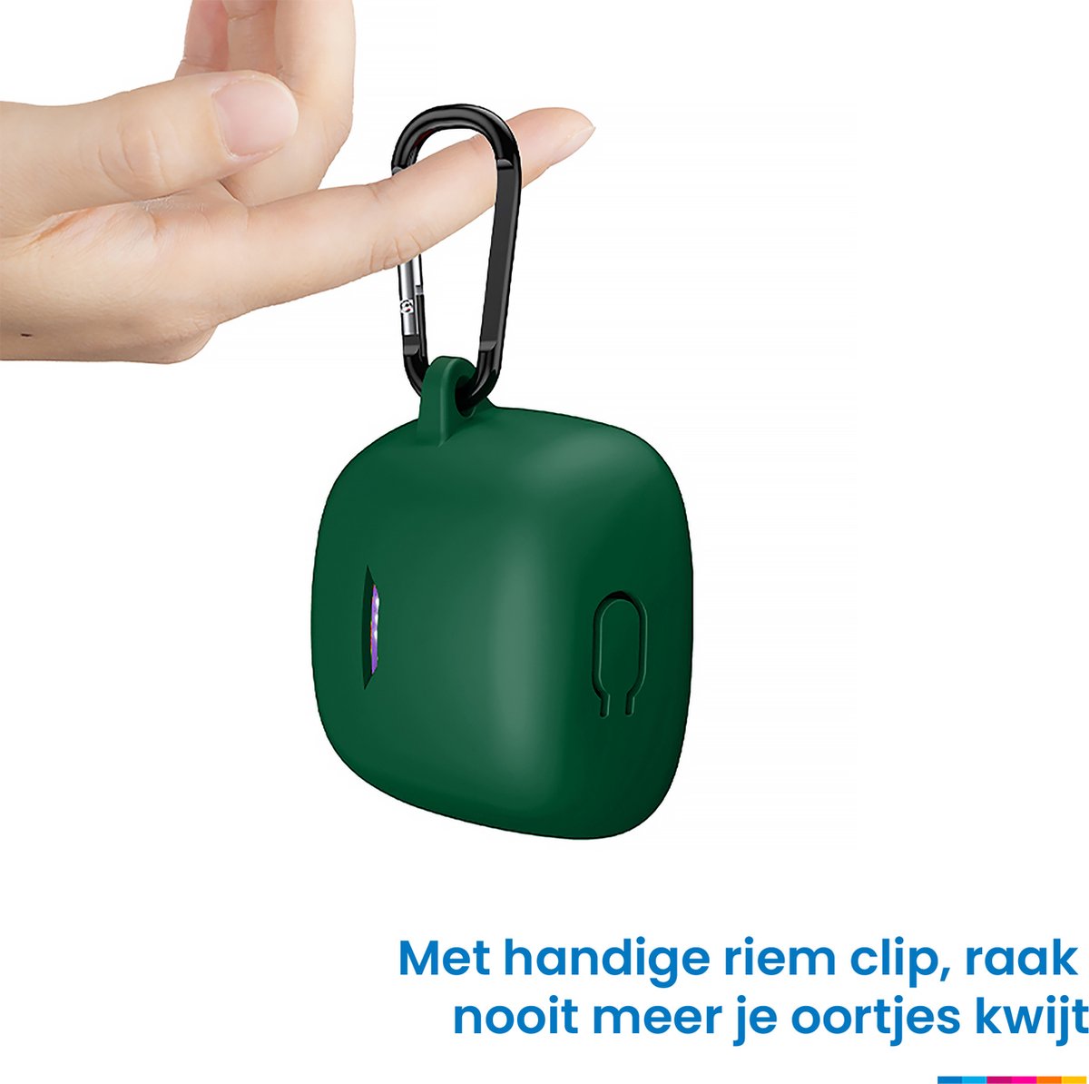 YONO Soft Case geschikt voor JBL Tune Flex - Siliconen Hoesje met Clip - Donkergroen