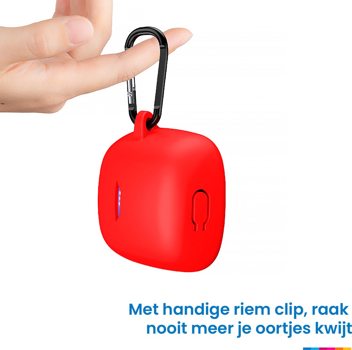 YONO Soft Case geschikt voor JBL Tune Flex - Siliconen Hoesje met Clip - Rood